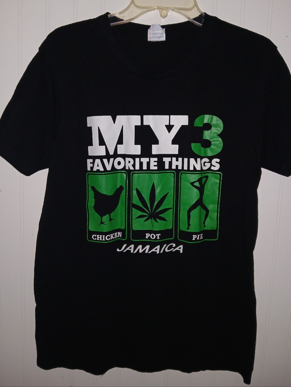 Men's Black 'My 3 Favorite Things' Jamaica Graphic T-Shirt MEDIUM